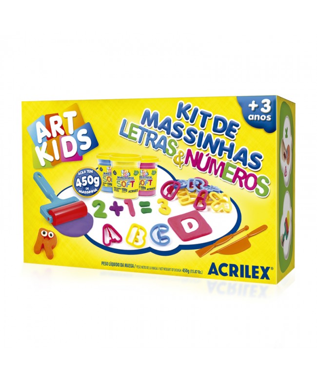 Kit de massinhas letras e números - Acrilex 